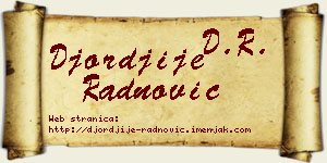 Đorđije Radnović vizit kartica